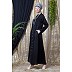 Designer front open Satin abaya- Black